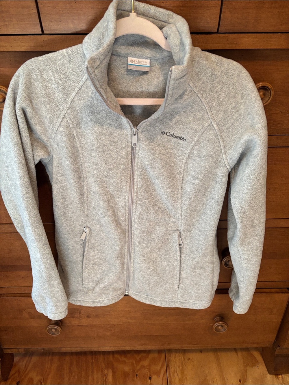 Columbia Women's Heather Light Gray Full-Zip Teddy Fleece Jacket NWOT